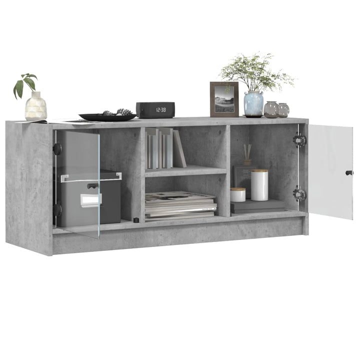 Tv-Bänk Med Glasdörrar 102X37X42 Cm