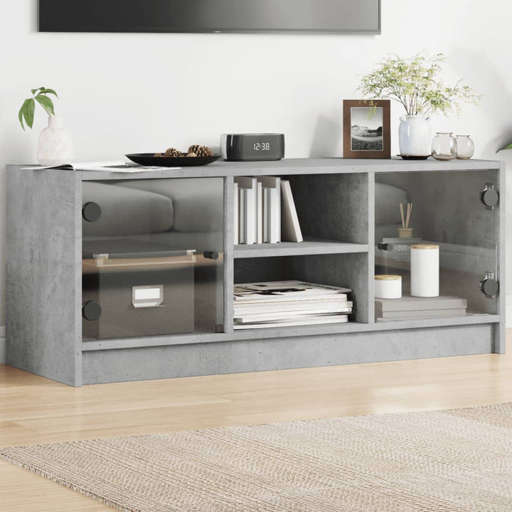 Tv-Bänk Med Glasdörrar 102X37X42 Cm