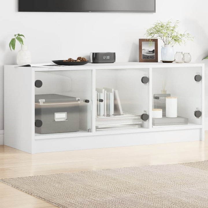 Tv-Bänk Med Glasdörrar 102X37X42 Cm