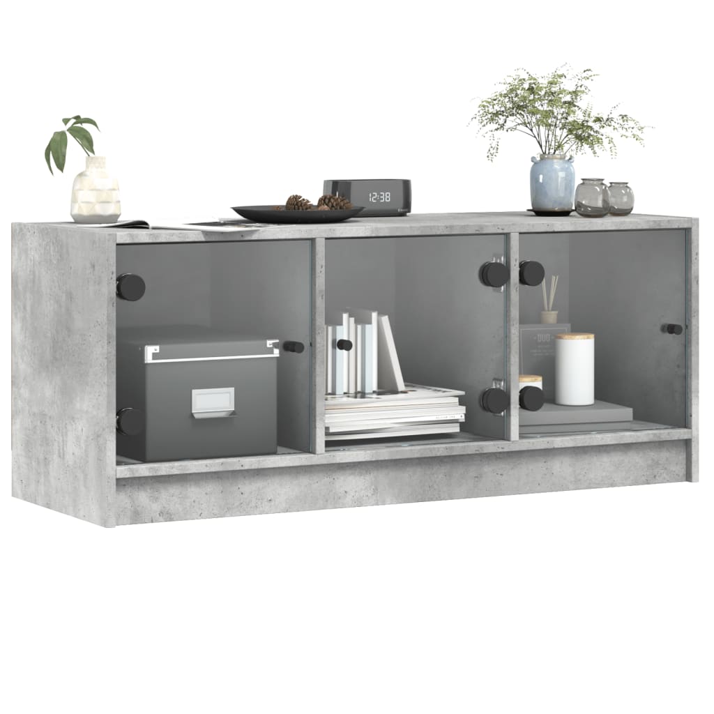 Tv-Bänk Med Glasdörrar 102X37X42 Cm