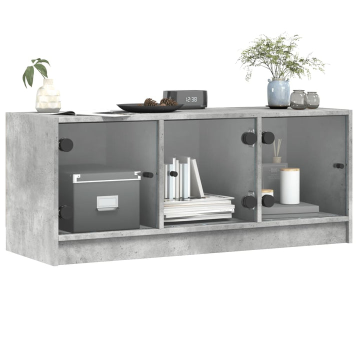Tv-Bänk Med Glasdörrar 102X37X42 Cm