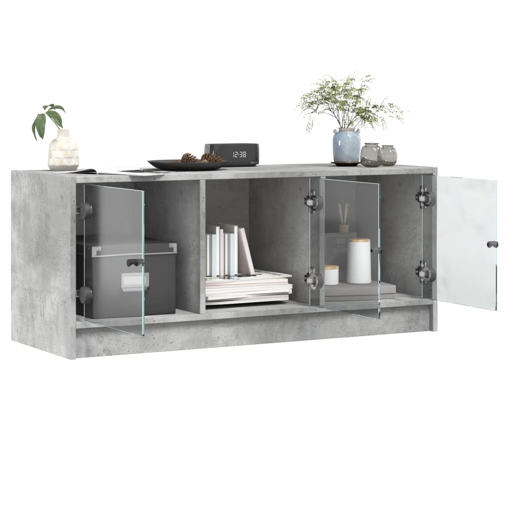 Tv-Bänk Med Glasdörrar 102X37X42 Cm