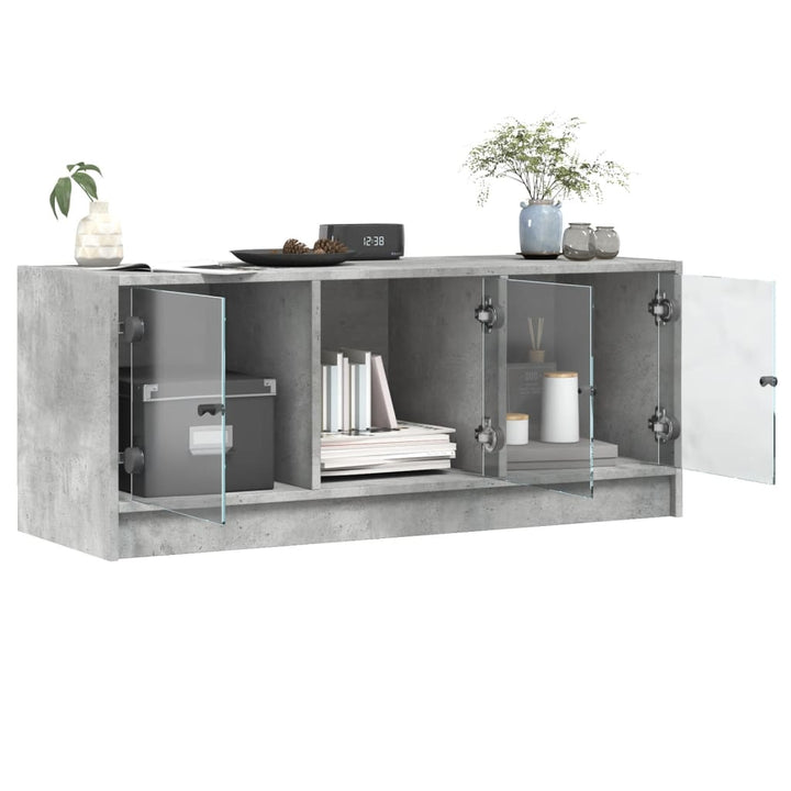 Tv-Bänk Med Glasdörrar 102X37X42 Cm