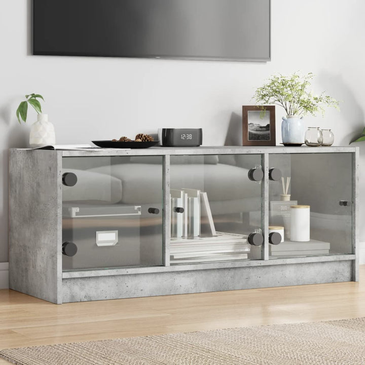 Tv-Bänk Med Glasdörrar 102X37X42 Cm