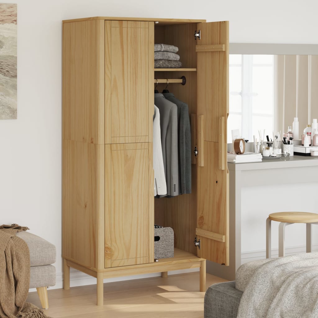 Klädskåp Floro Vaxat Brun 77X53X171 Cm Massiv Furu
