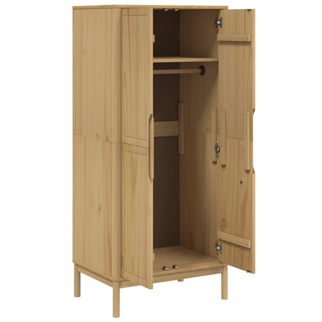Klädskåp Floro Vaxat Brun 77X53X171 Cm Massiv Furu