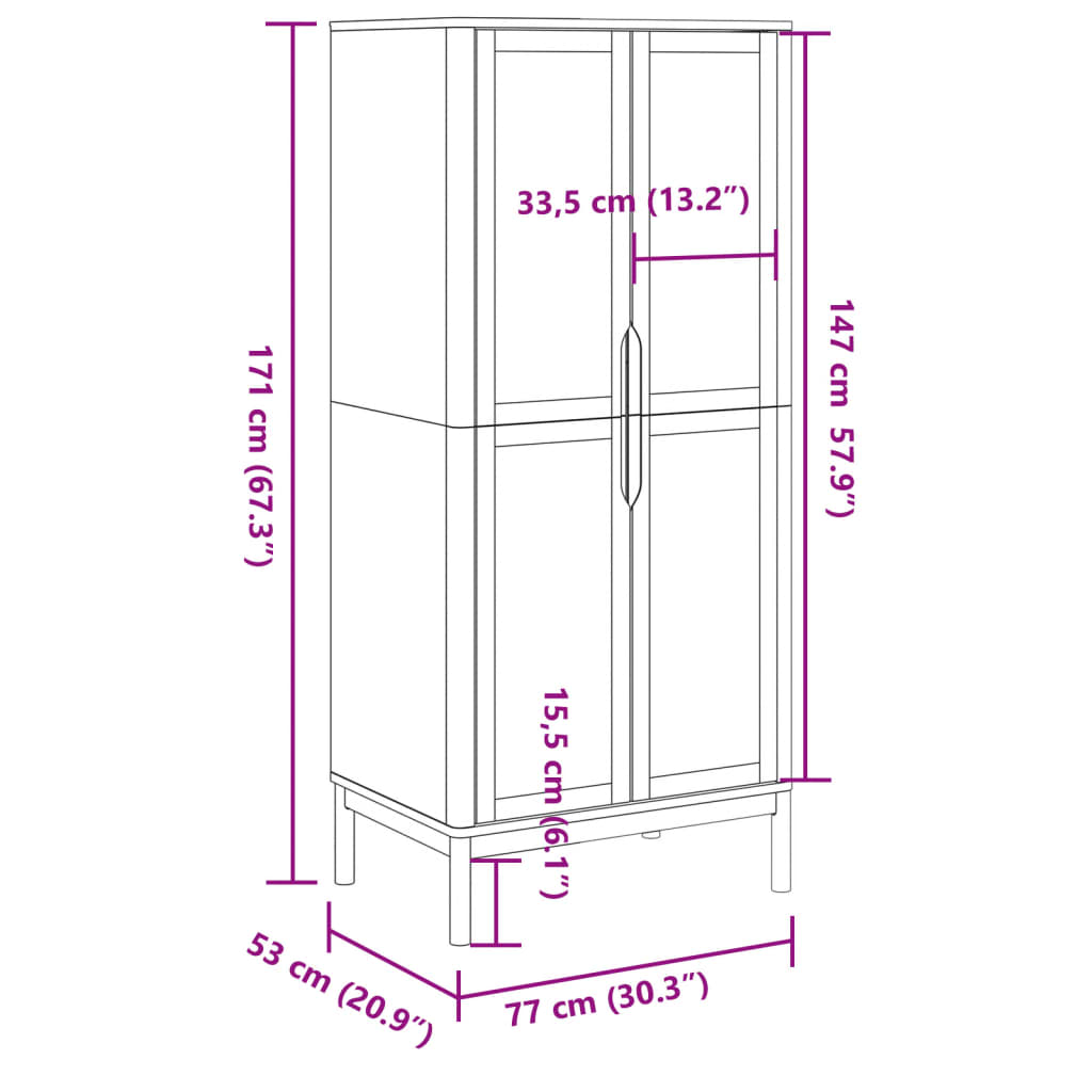 Klädskåp Floro Vaxat Brun 77X53X171 Cm Massiv Furu