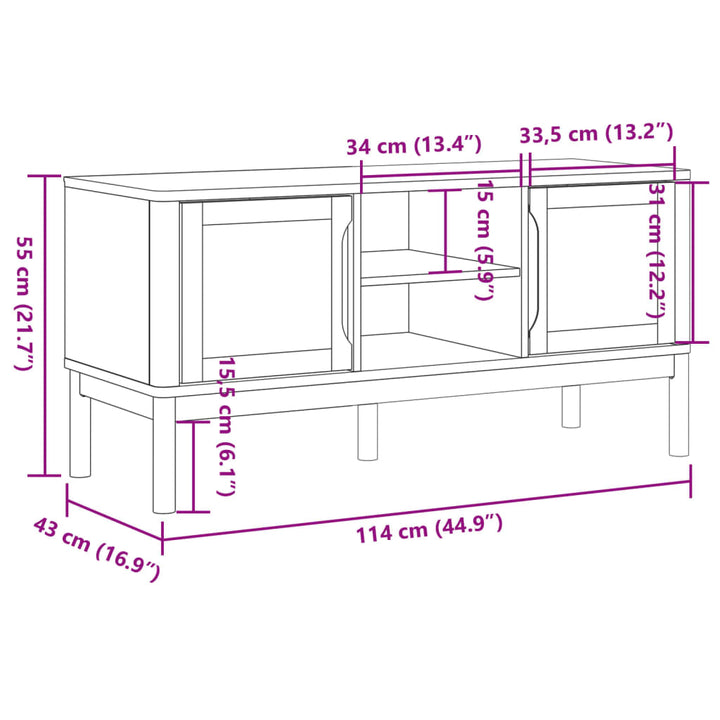 Tv-Bänk Floro 114X43X55 Cm Massiv Furu