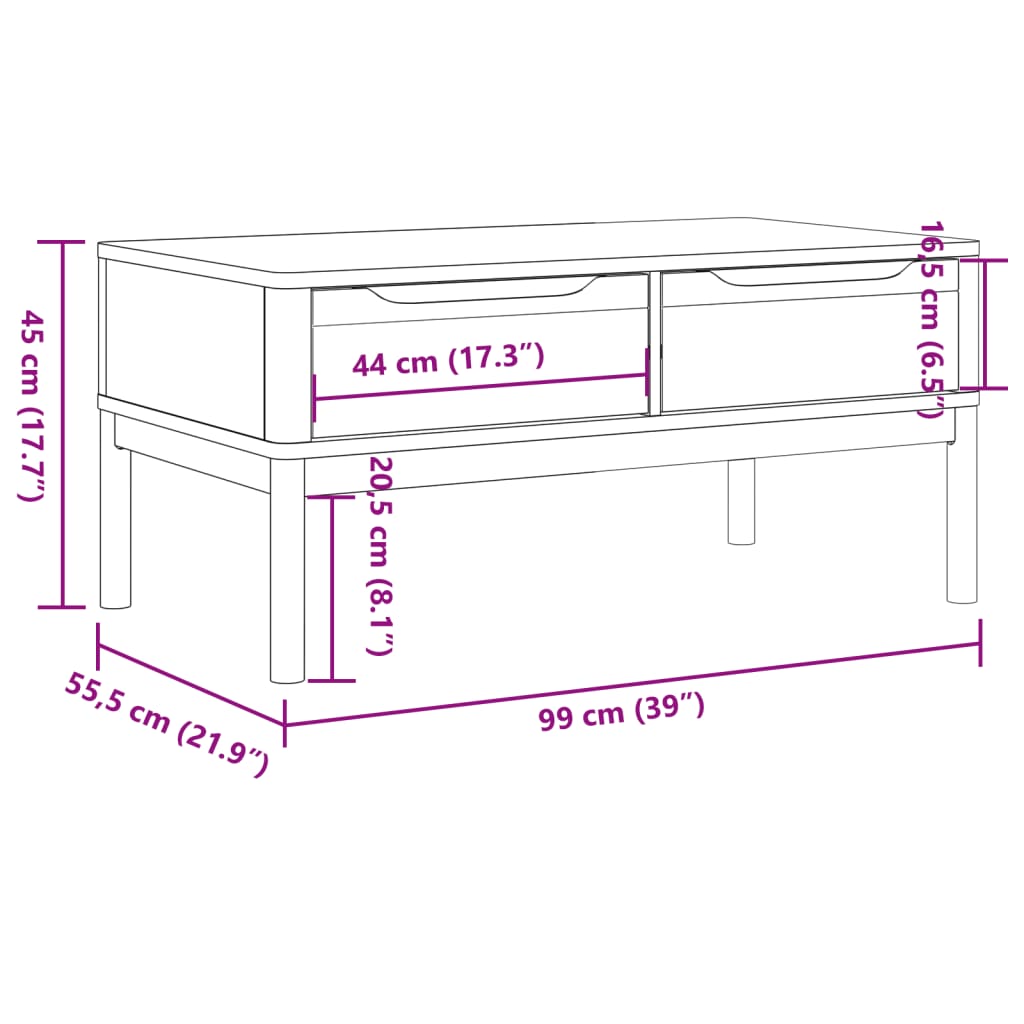Soffbord Floro 99X55,5X45 Cm Massiv Furu