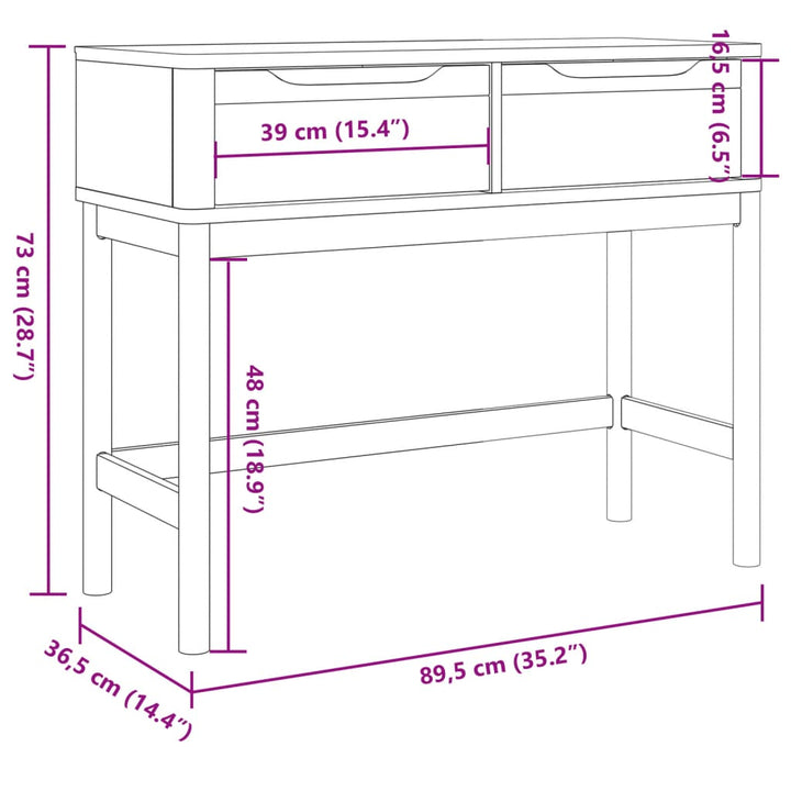 Konsolbord Floro 89,5X36,5X73 Cm Massiv Furu