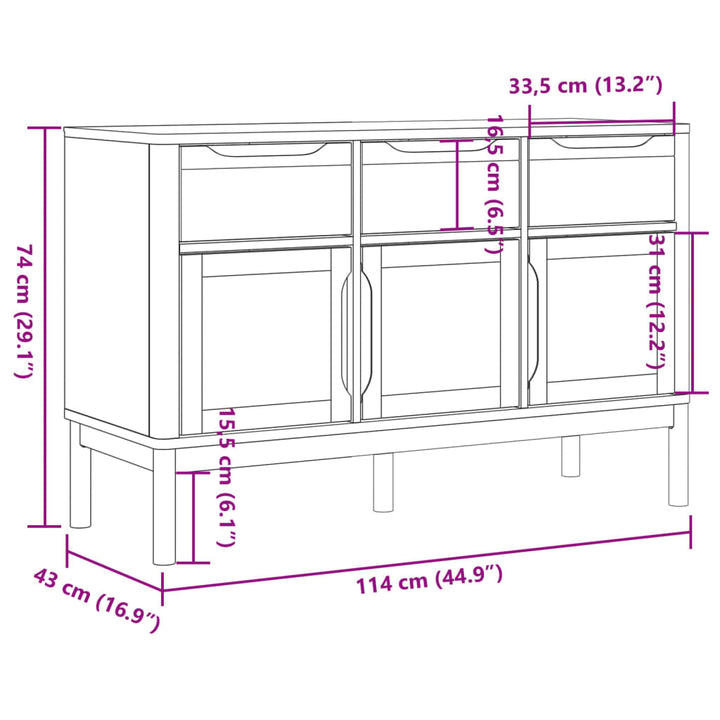 Sidobord Floro 114X43X74 Cm Massiv Furu