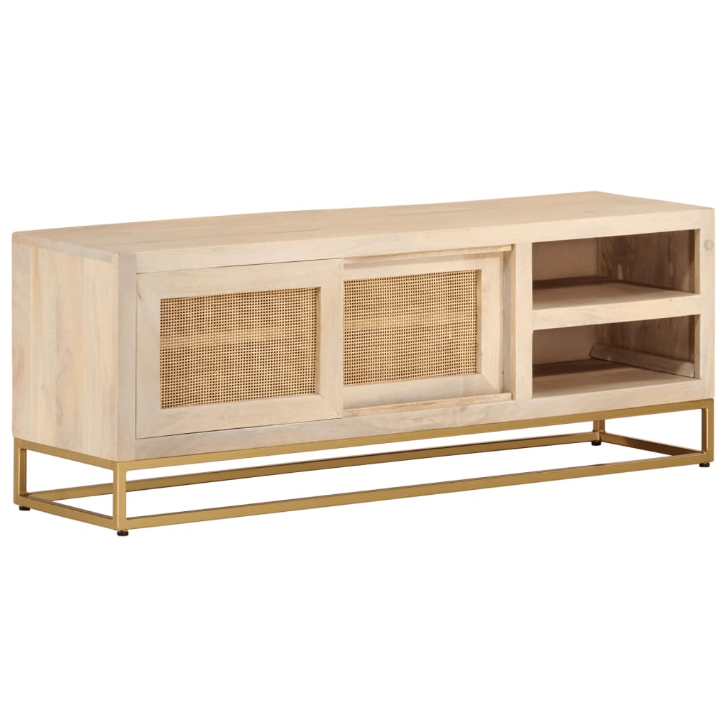Tv-Bänk Massivt Mangoträ Och Järn