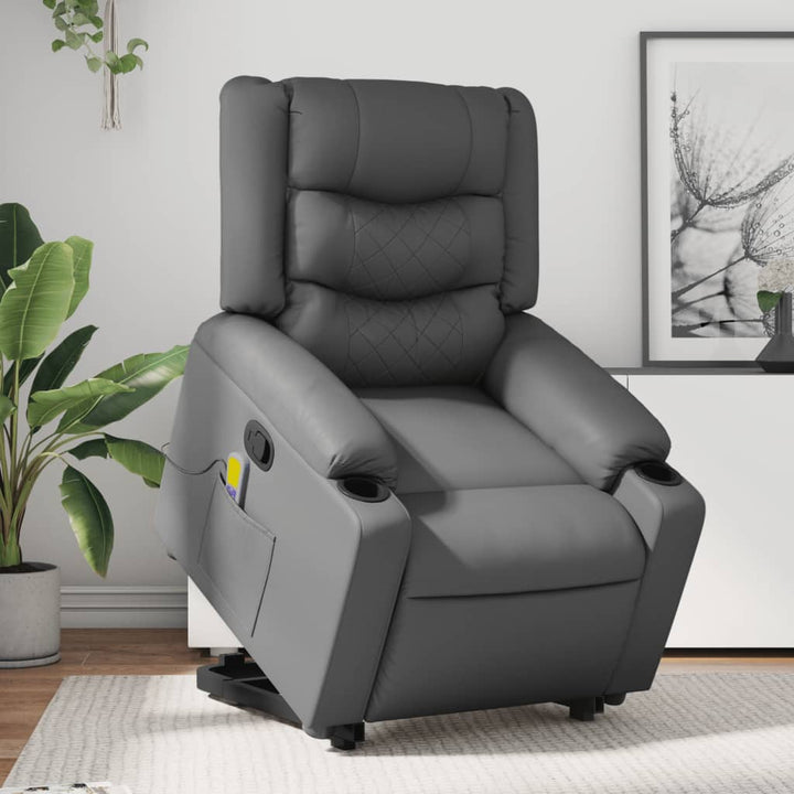 Massagefåtölj Med Uppresningshjälp Konstläder