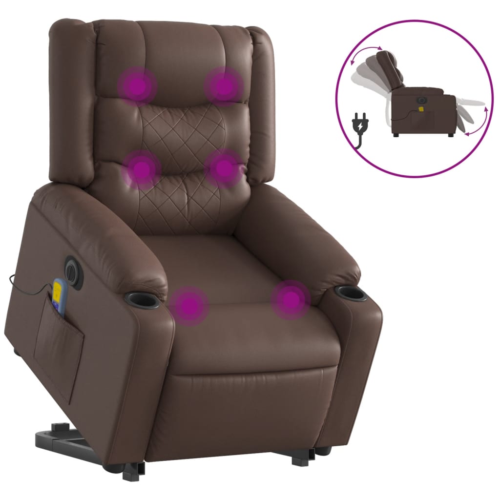 Massagefåtölj Med Uppresningshjälp Konstläder