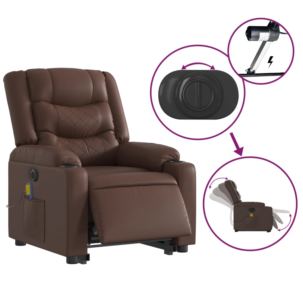 Massagefåtölj Med Uppresningshjälp Konstläder
