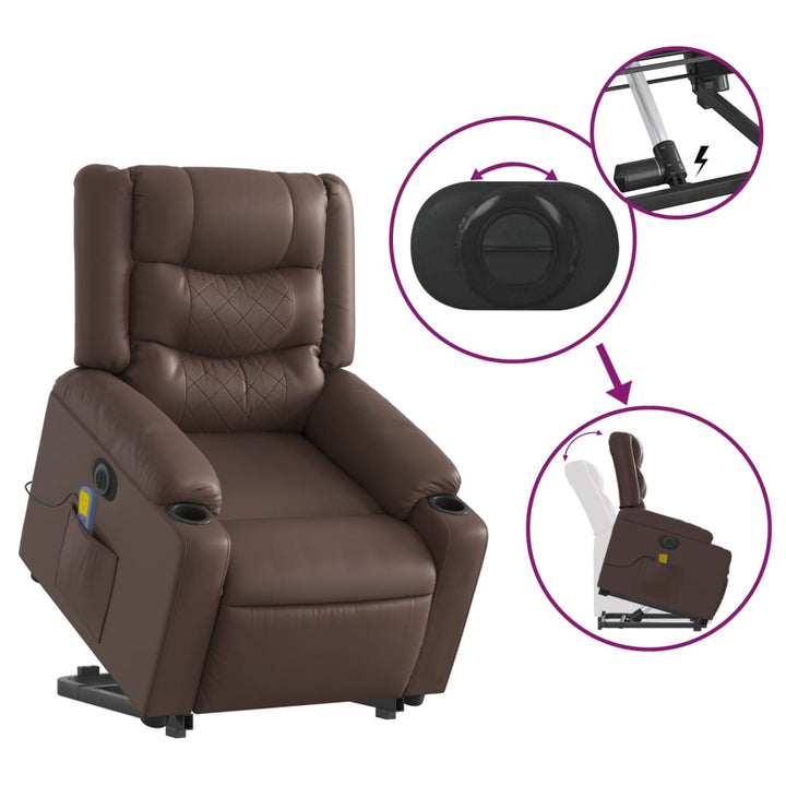 Massagefåtölj Med Uppresningshjälp Konstläder