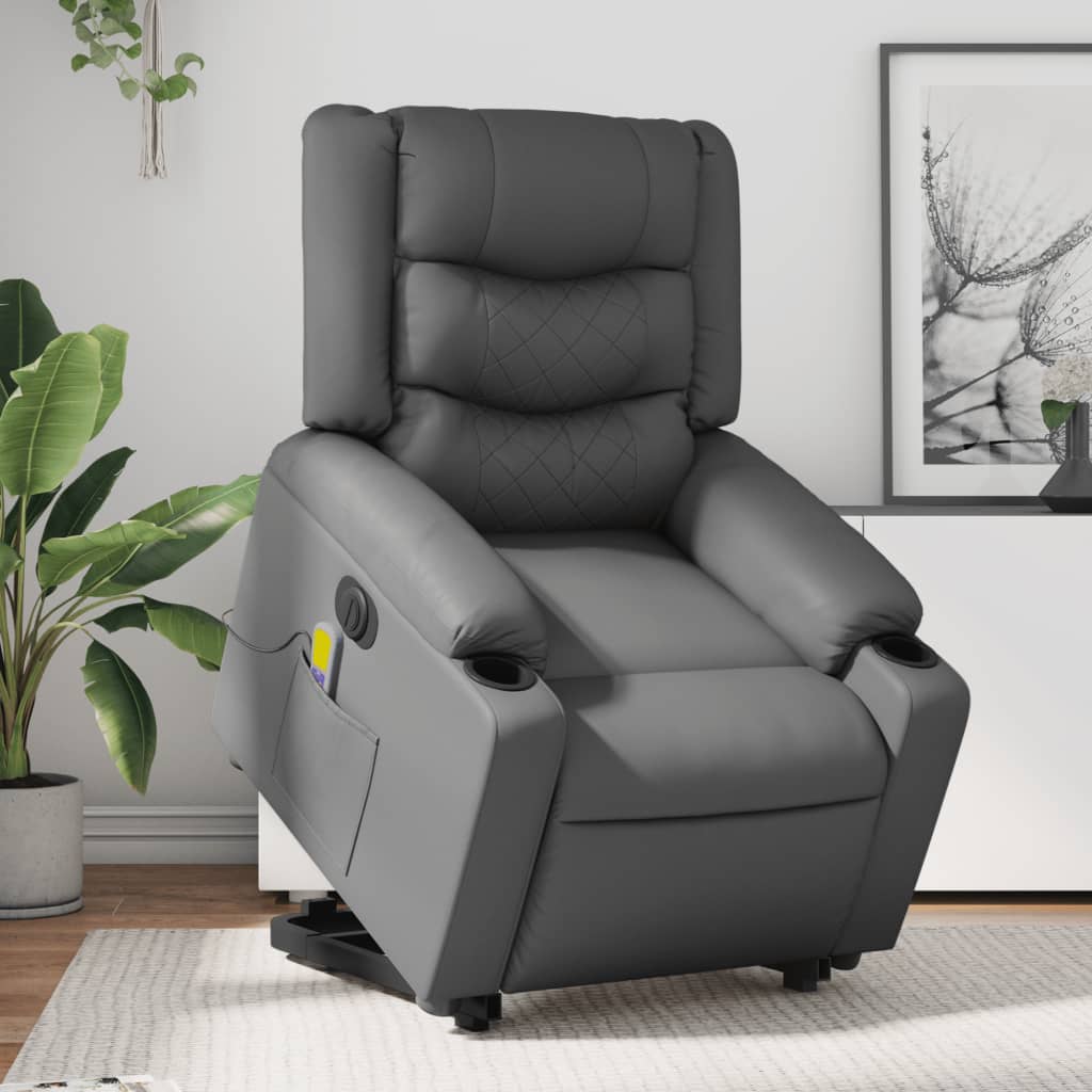 Massagefåtölj Med Uppresningshjälp Konstläder