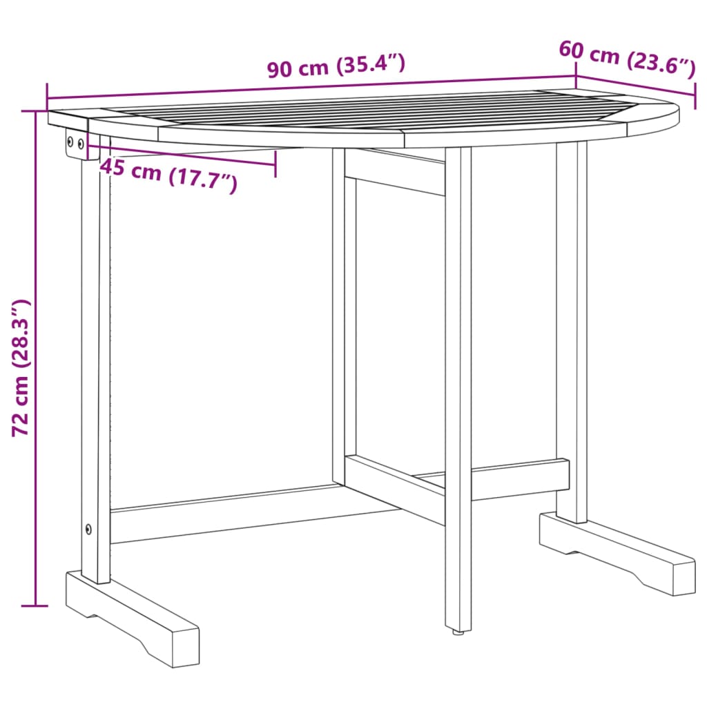 Hopfällbart Balkongbord 90X60X72 Cm Massivt Akaciaträ