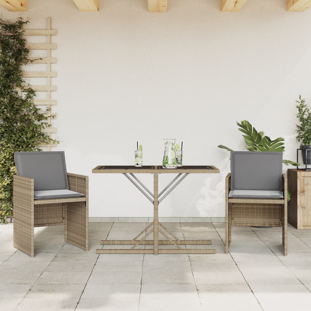 Bistrogrupp Med Dynor 3 Delar Beige Konstrotting