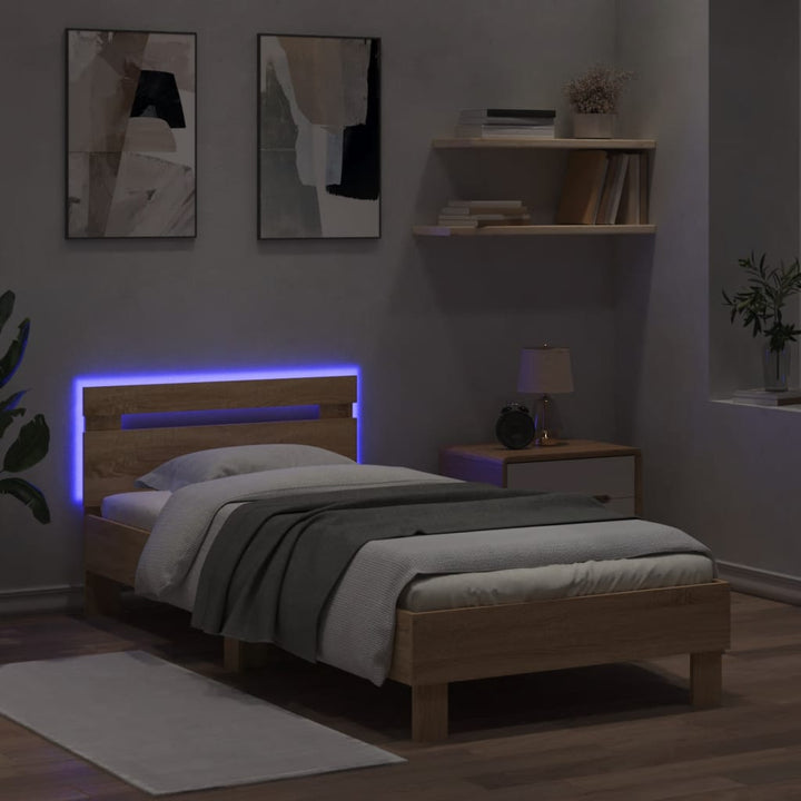 Sängram Med Huvudgavel Och Leds Sonoma-Ek
