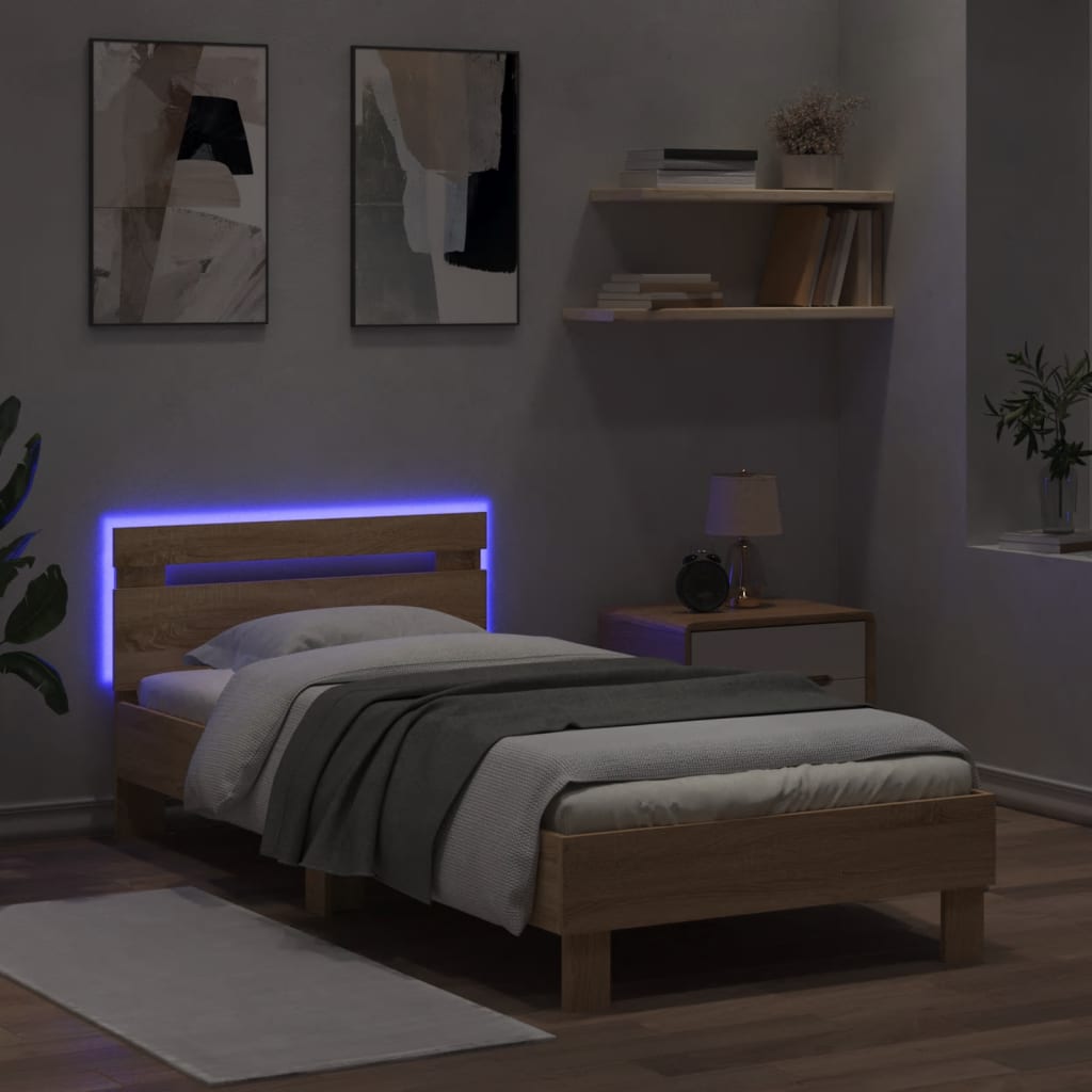 Sängram Med Huvudgavel Och Leds Sonoma-Ek