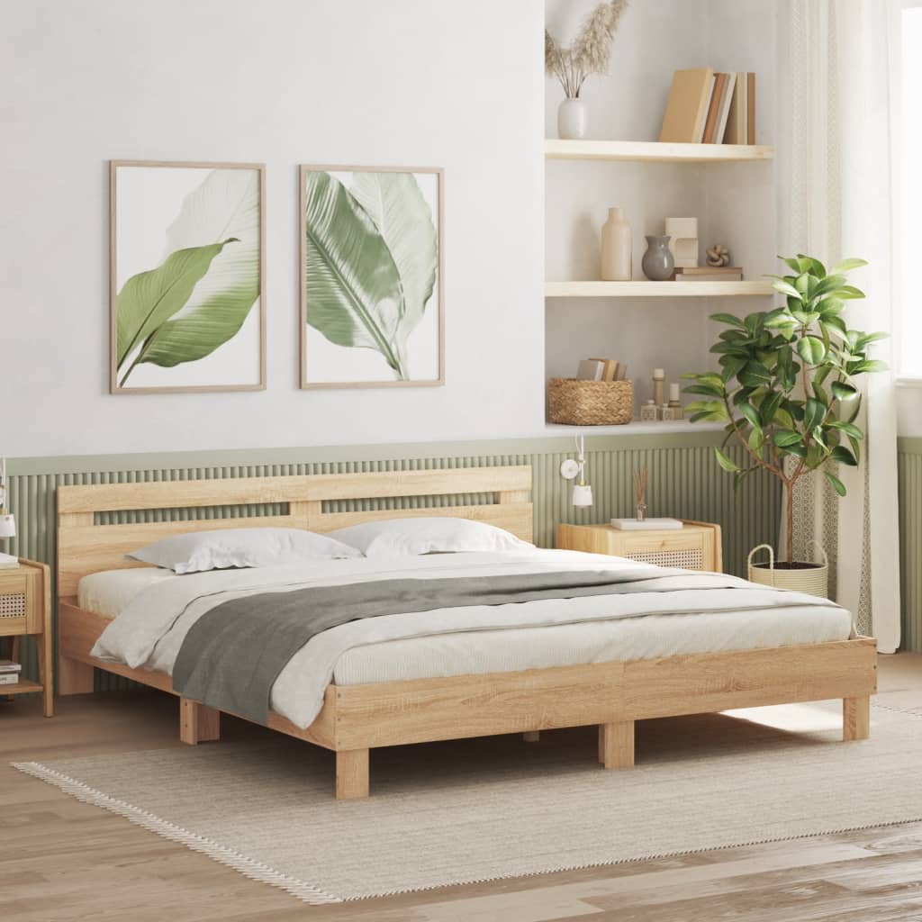 Sängram Med Huvudgavel Och Leds Sonoma-Ek