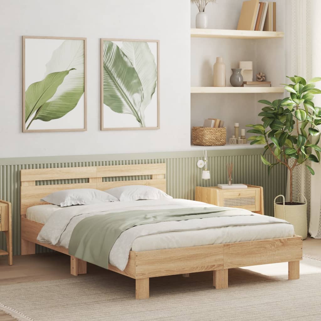 Sängram Med Huvudgavel Och Leds Sonoma-Ek