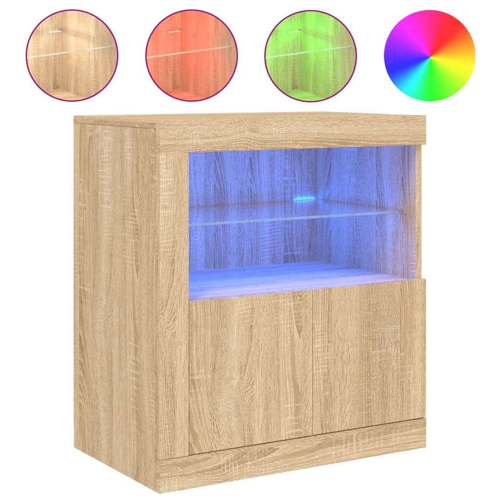 Skänk Med Led-Belysning Sonoma-Ek 60,5X37X67 Cm