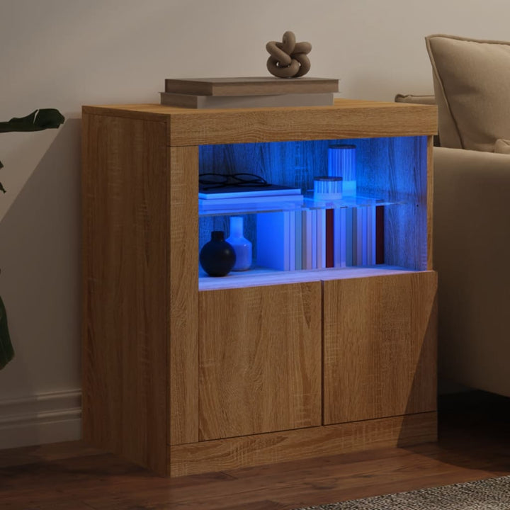 Skänk Med Led-Belysning Sonoma-Ek 60,5X37X67 Cm