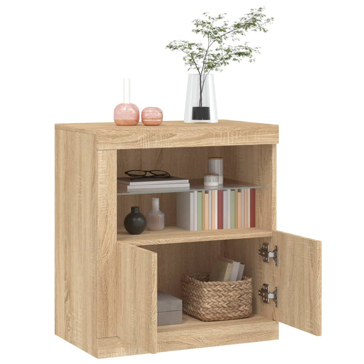 Skänk Med Led-Belysning Sonoma-Ek 60,5X37X67 Cm