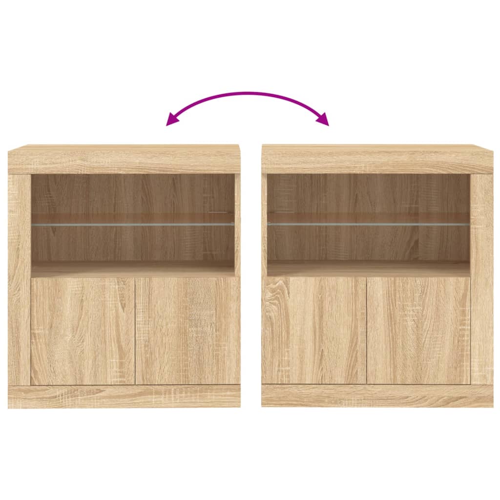 Skänk Med Led-Belysning Sonoma-Ek 60,5X37X67 Cm