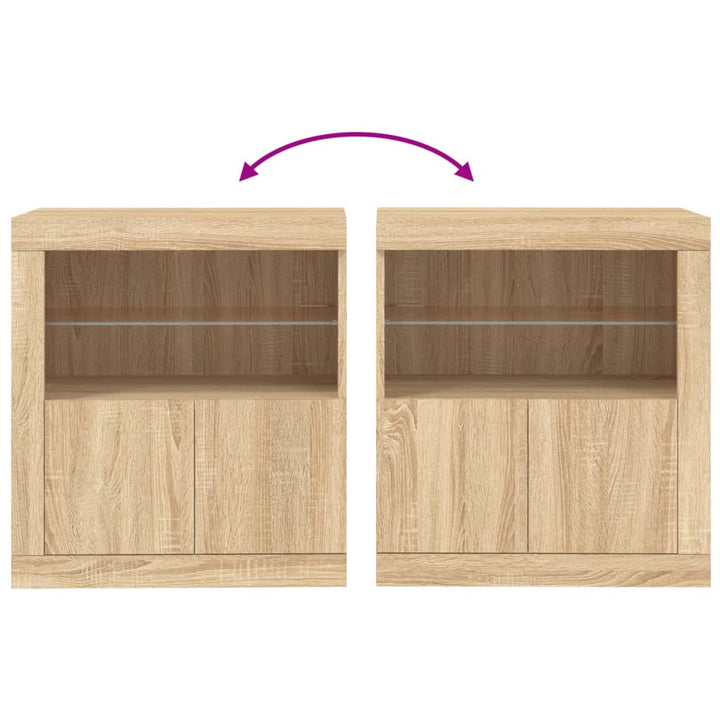 Skänk Med Led-Belysning Sonoma-Ek 60,5X37X67 Cm