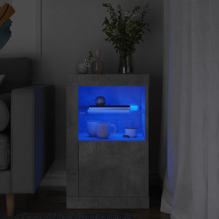Sidoskåp Med Led-Lampor Konstruerat Trä