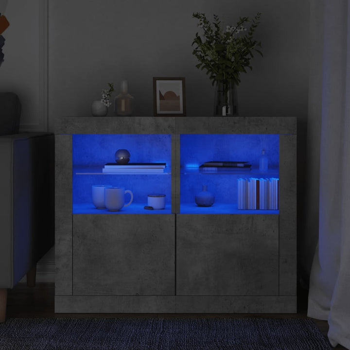Sidoskåp Med Led-Lampor Konstruerat Trä