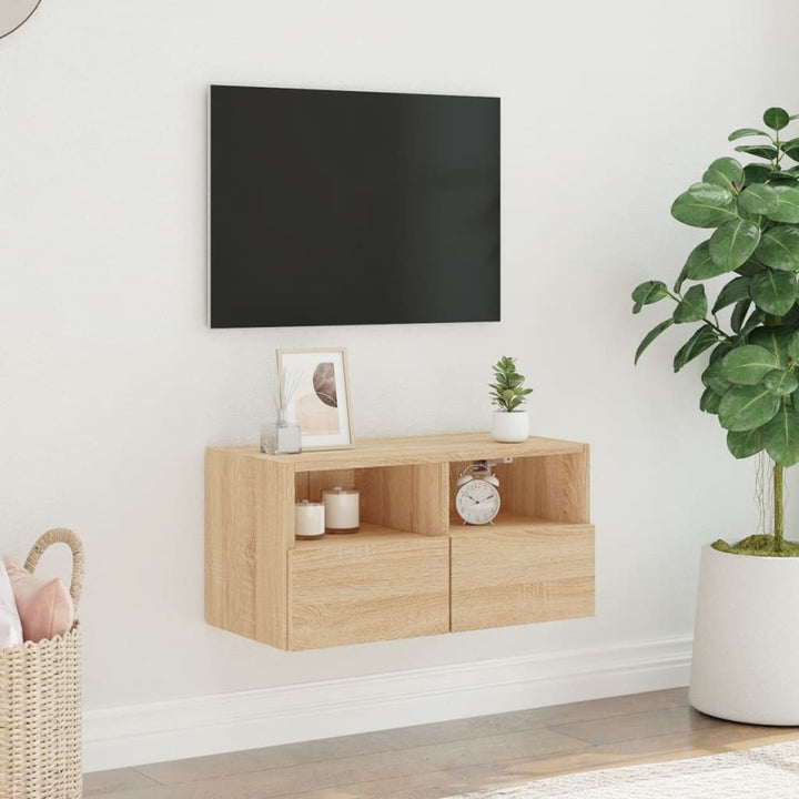 Väggmonterad Tv-Bänk Sonoma-Ek 60X30X30 Cm Konstruerat Trä