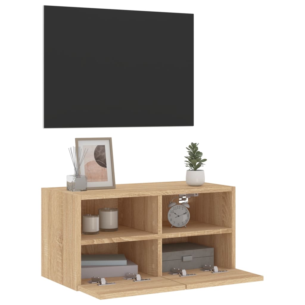Väggmonterad Tv-Bänk Sonoma-Ek 60X30X30 Cm Konstruerat Trä