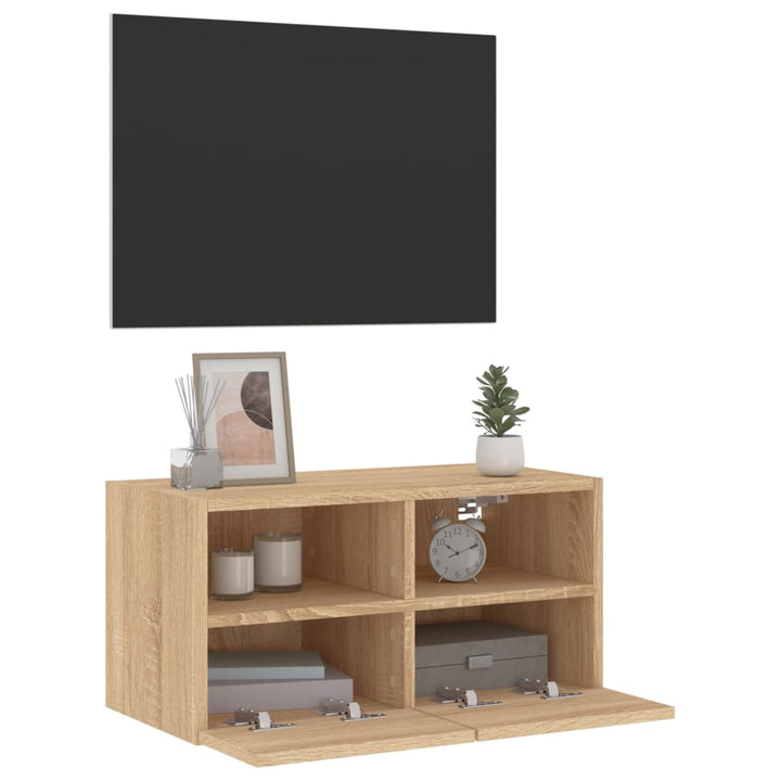Väggmonterad Tv-Bänk Sonoma-Ek 60X30X30 Cm Konstruerat Trä