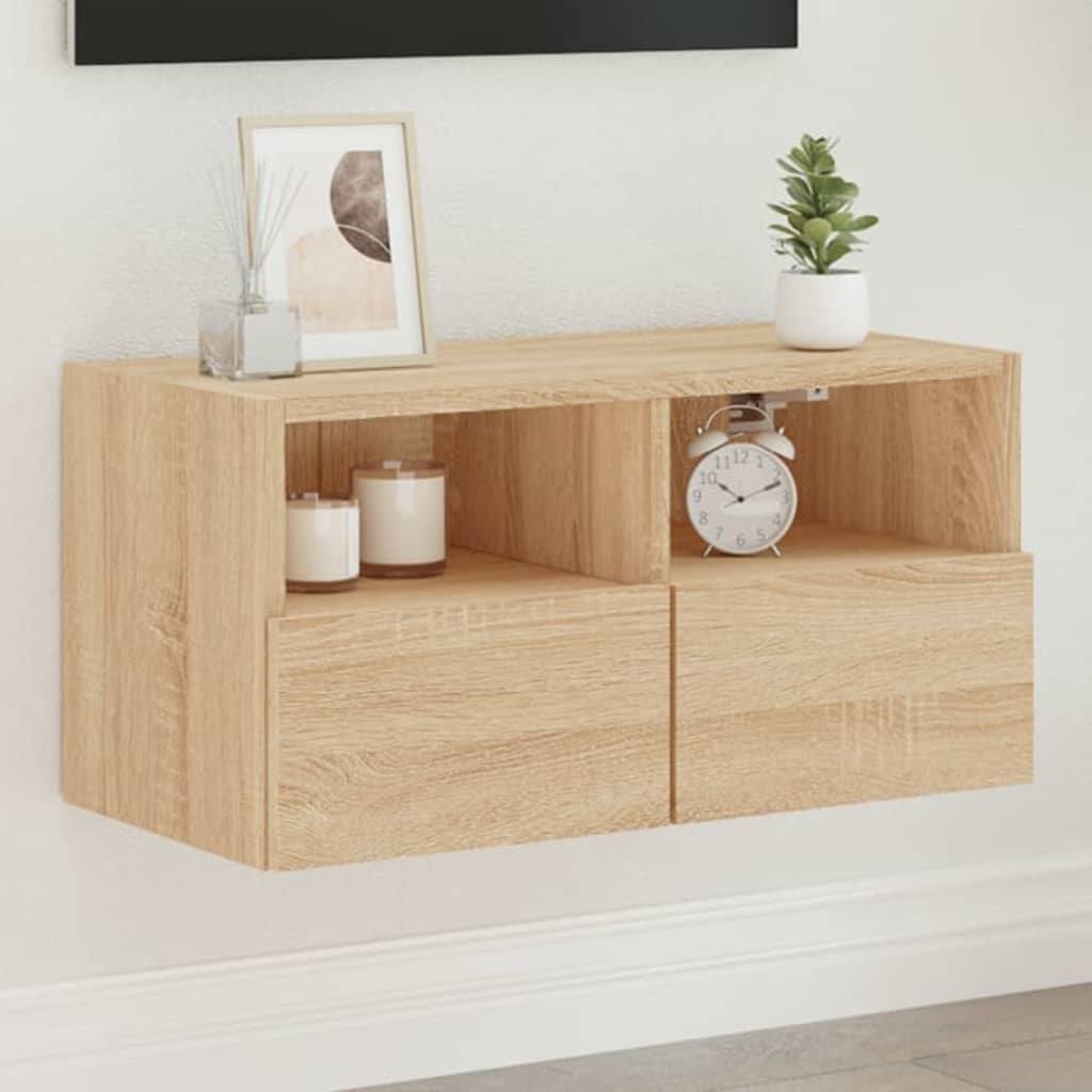 Väggmonterad Tv-Bänk Sonoma-Ek 60X30X30 Cm Konstruerat Trä