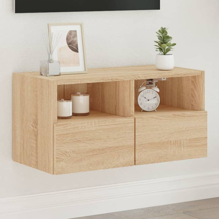 Väggmonterad Tv-Bänk Sonoma-Ek 60X30X30 Cm Konstruerat Trä