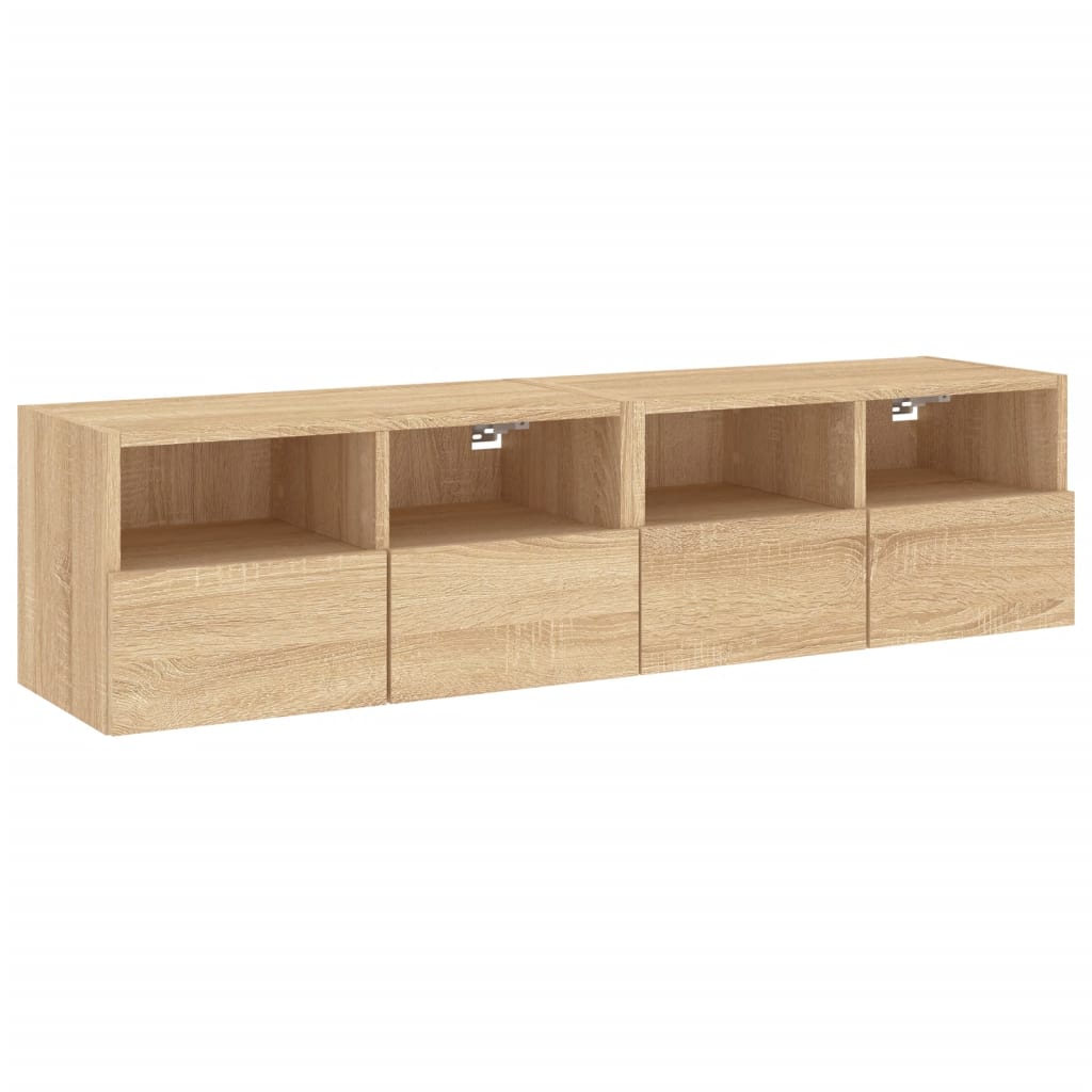 Väggmonterad Tv-Bänk 2 St Sonoma-Ek 60X30X30 Cm Konstruerat Trä