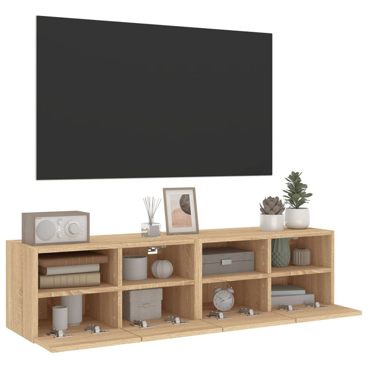 Väggmonterad Tv-Bänk 2 St Sonoma-Ek 60X30X30 Cm Konstruerat Trä