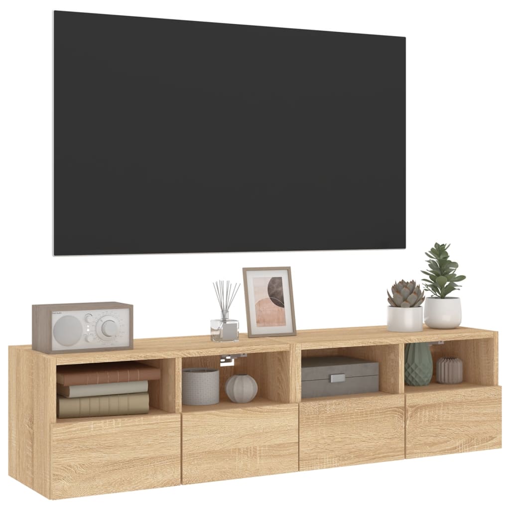 Väggmonterad Tv-Bänk 2 St Sonoma-Ek 60X30X30 Cm Konstruerat Trä