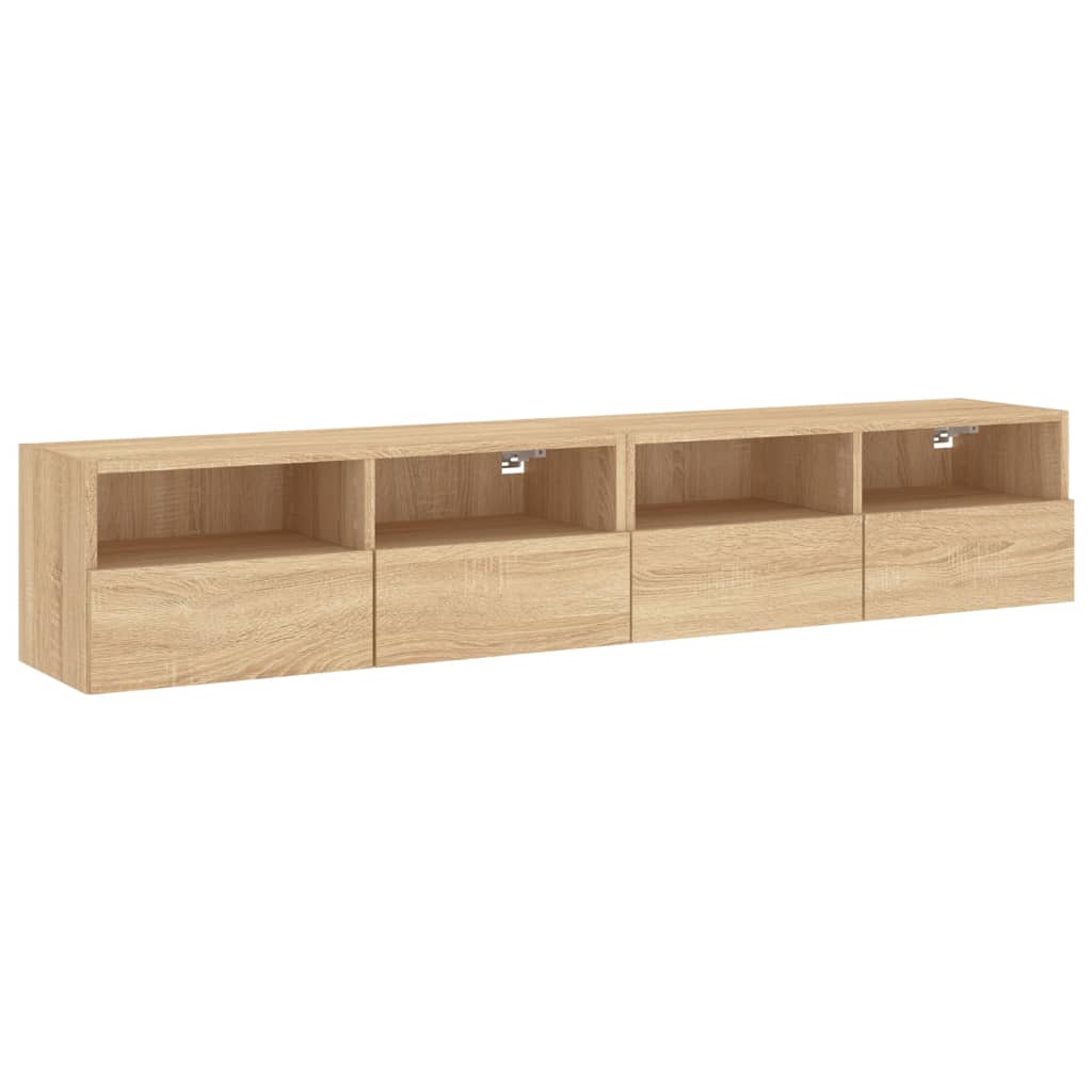 Väggmonterad Tv-Bänk 2 St Sonoma-Ek 80X30X30 Cm Konstruerat Trä