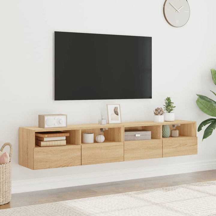 Väggmonterad Tv-Bänk 2 St Sonoma-Ek 80X30X30 Cm Konstruerat Trä