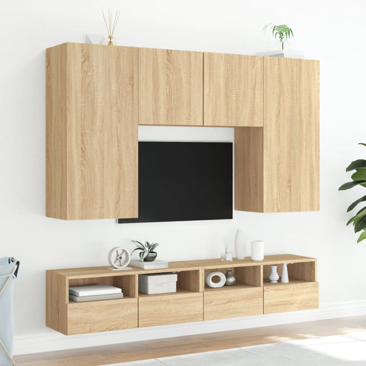 Väggmonterad Tv-Bänk 2 St Sonoma-Ek 80X30X30 Cm Konstruerat Trä