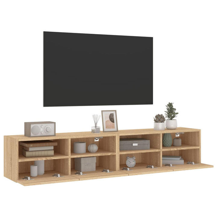 Väggmonterad Tv-Bänk 2 St Sonoma-Ek 80X30X30 Cm Konstruerat Trä