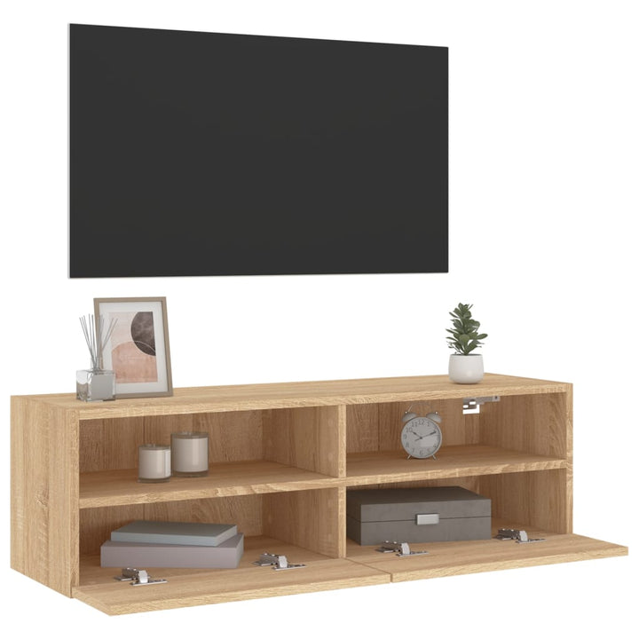 Väggmonterad Tv-Bänk Sonoma-Ek 100X30X30 Cm Konstruerat Trä