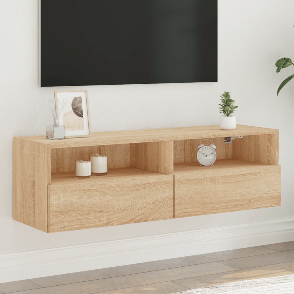 Väggmonterad Tv-Bänk Sonoma-Ek 100X30X30 Cm Konstruerat Trä