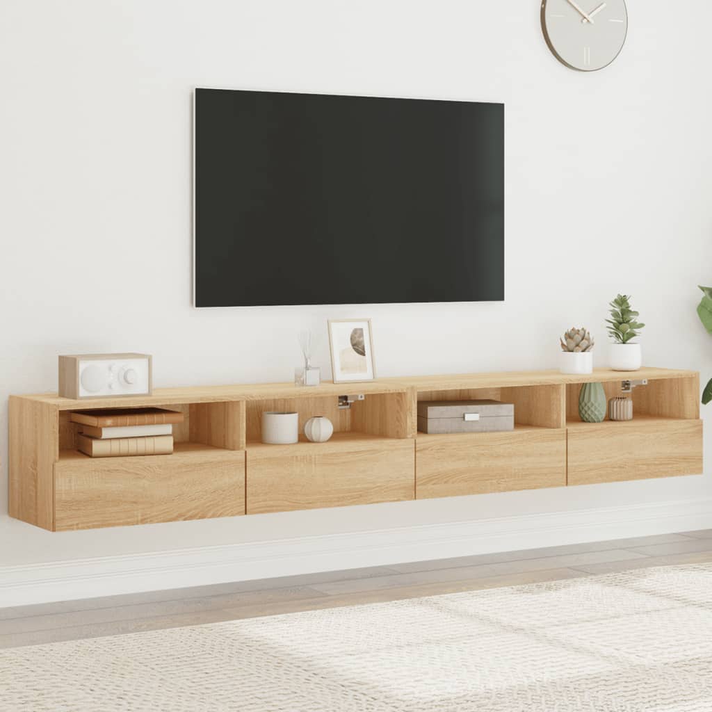 Väggmonterad Tv-Bänk 2 St Sonoma-Ek 100X30X30Cm Konstruerat Trä