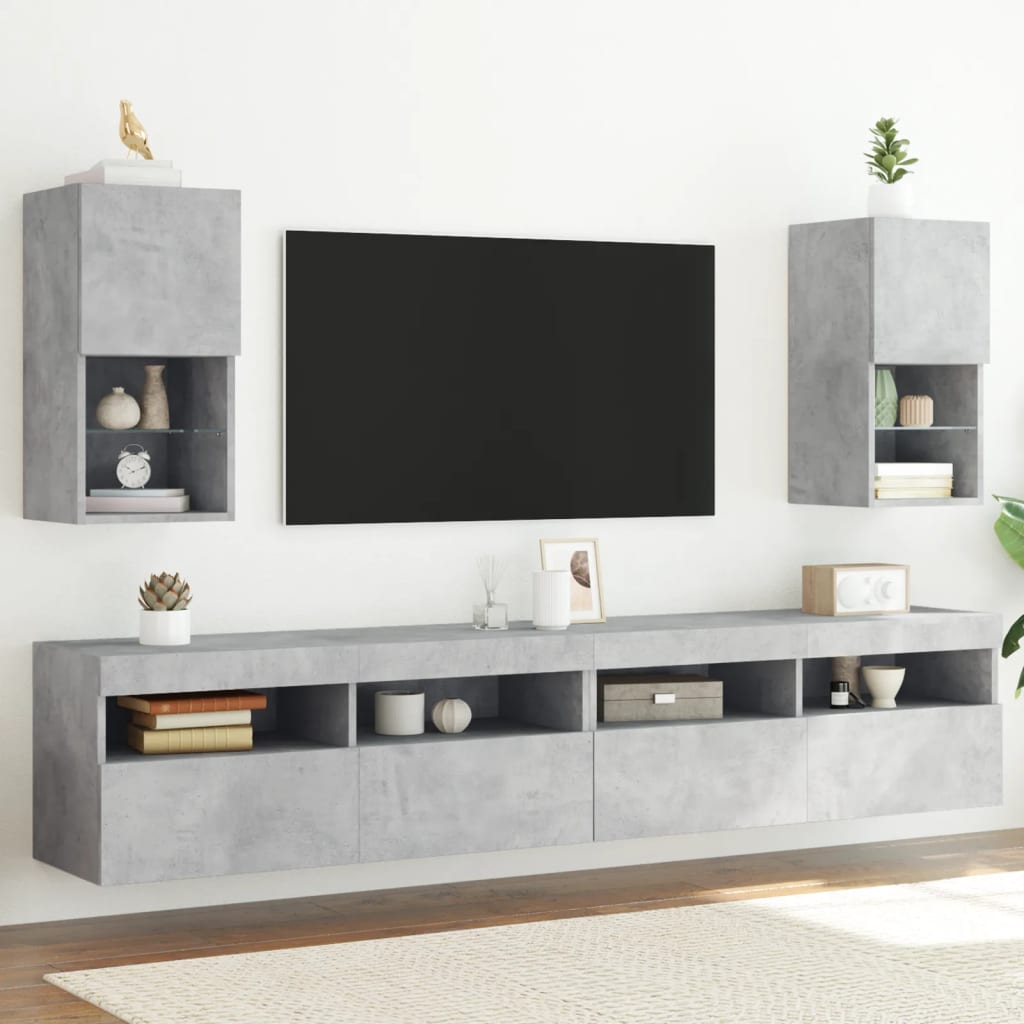 Tv-Bänk Med Led-Belysning 2 St 30,5X30X102 Cm